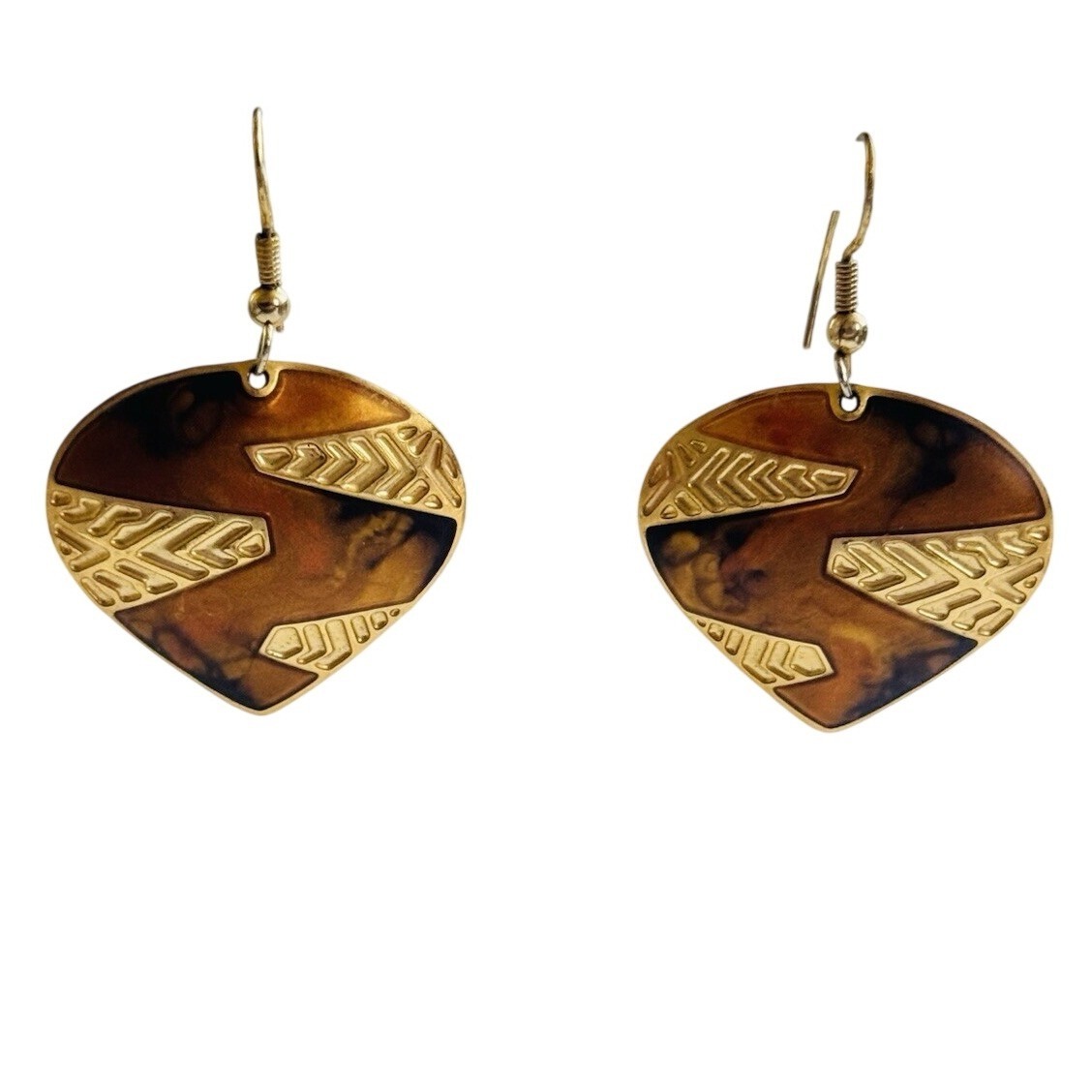 Berebi Signed Earrings Vtg Pierced Rare Chunky Statement Enamel Gold Earthy 80s 25$